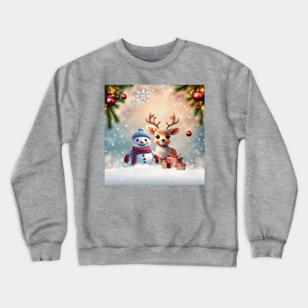 So sweet this little reindeer with the friend the snowman Crewneck Sweatshirt by Nicky2342